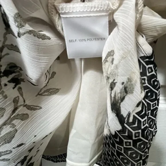 Rose & Olive Sheer Mixed Print Boho Blouse with Off White Cami, Plus Size 3X NWT - Picture 6 of 6